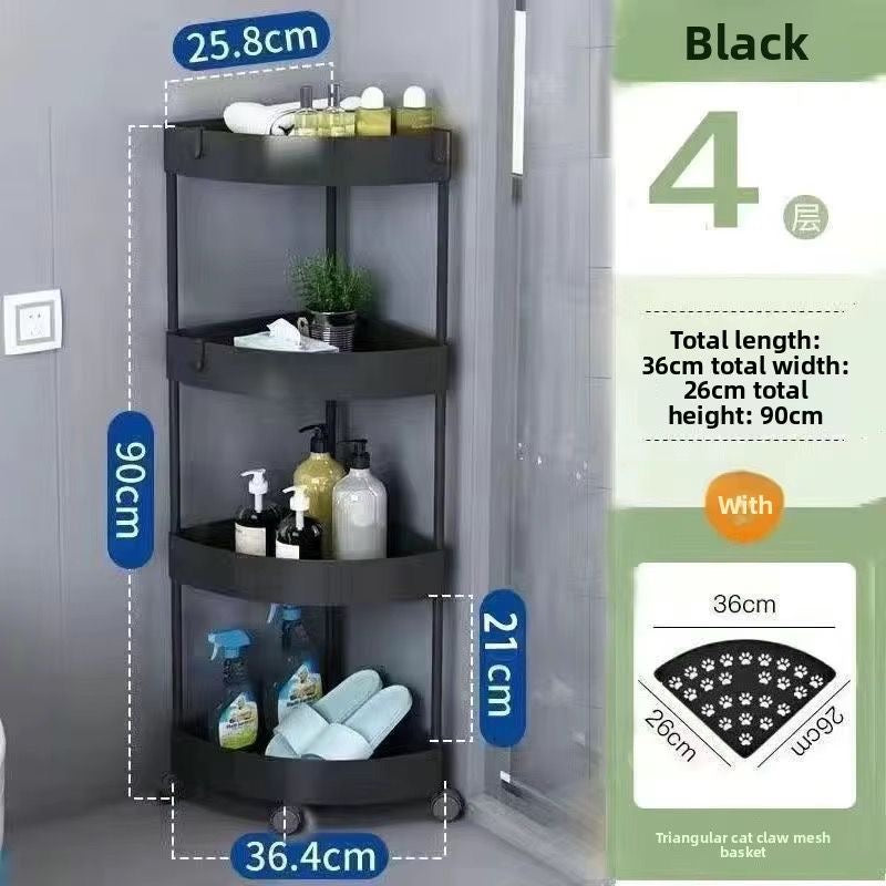 4-Tier Corner Multi-Use Storage Rack - Black
