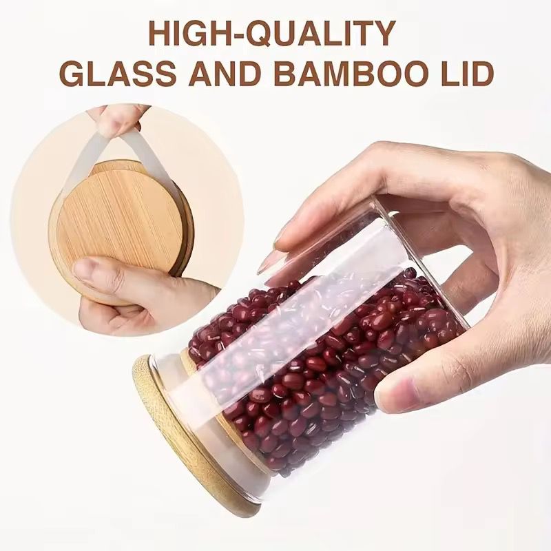 Glass Containers With Bamboo Lids 12 pieces