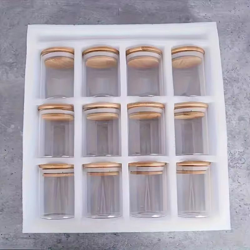 Glass Containers With Bamboo Lids 12 pieces
