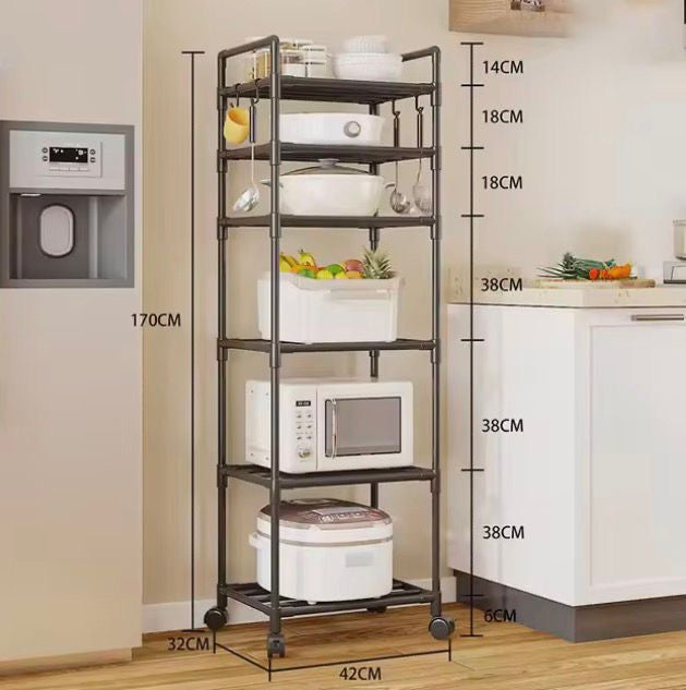 Multi-Functional Kitchen Storage Rack - Black