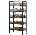 5-Tier Rolling Utility Cart with Mesh Baskets