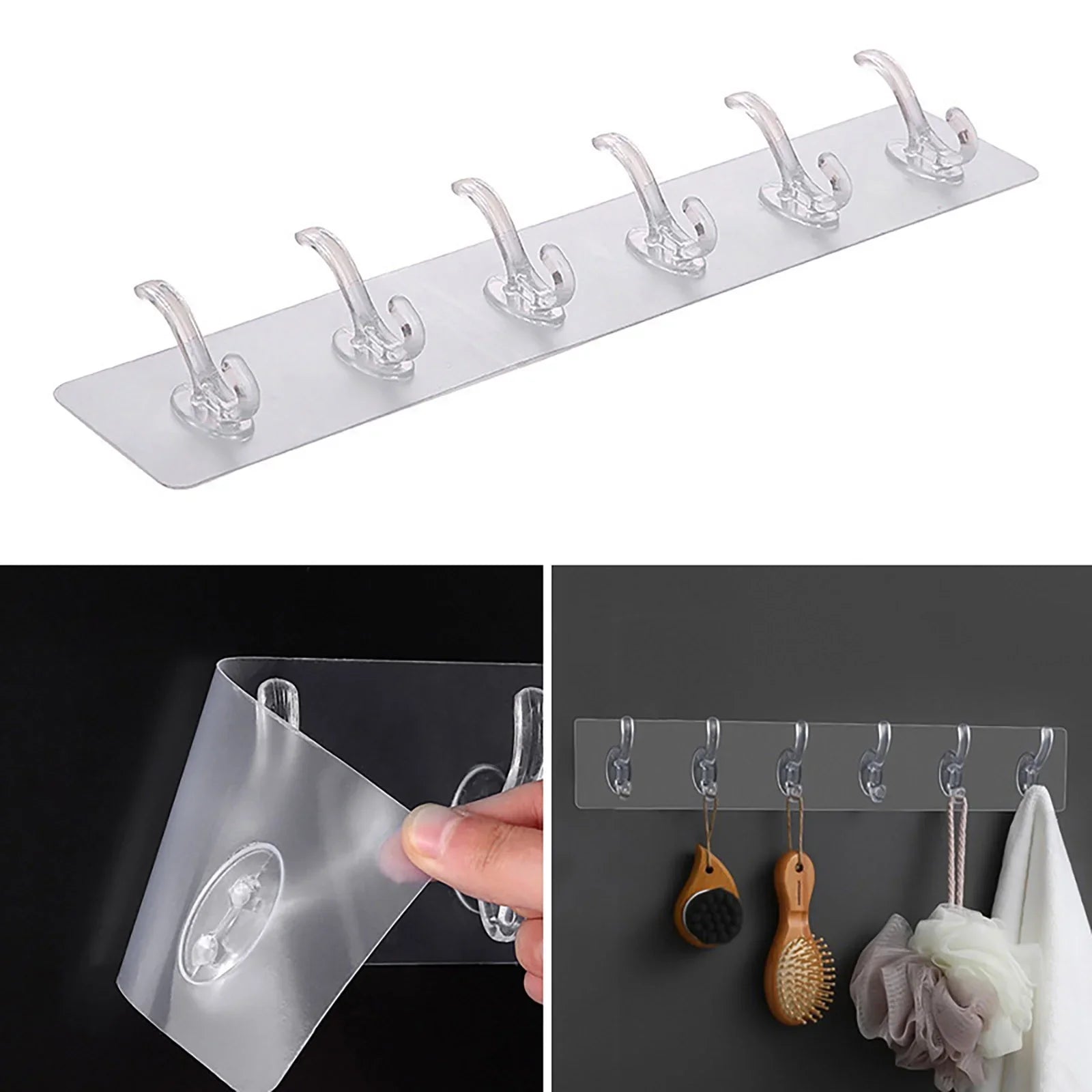 Self-Adhesive 6-Hook Wall Hanger ( 3 Pcs)