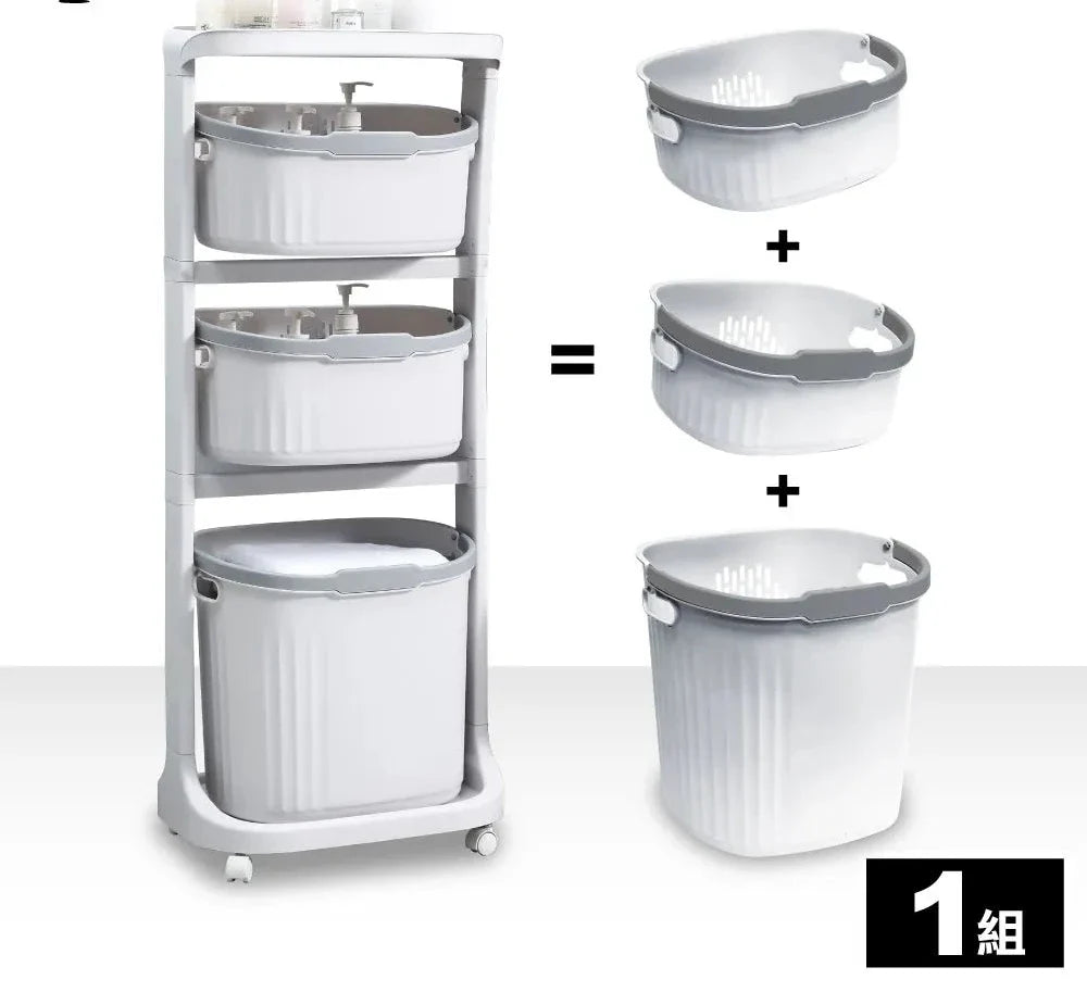 Rolling Laundry Organizer 3-Tiers