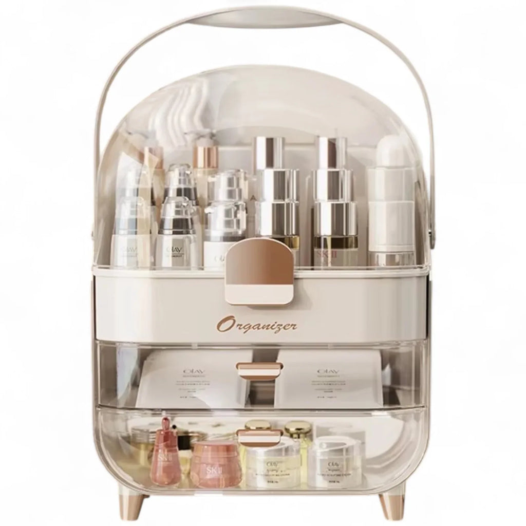 White and Clear Plastic Cosmetic Organizer Set