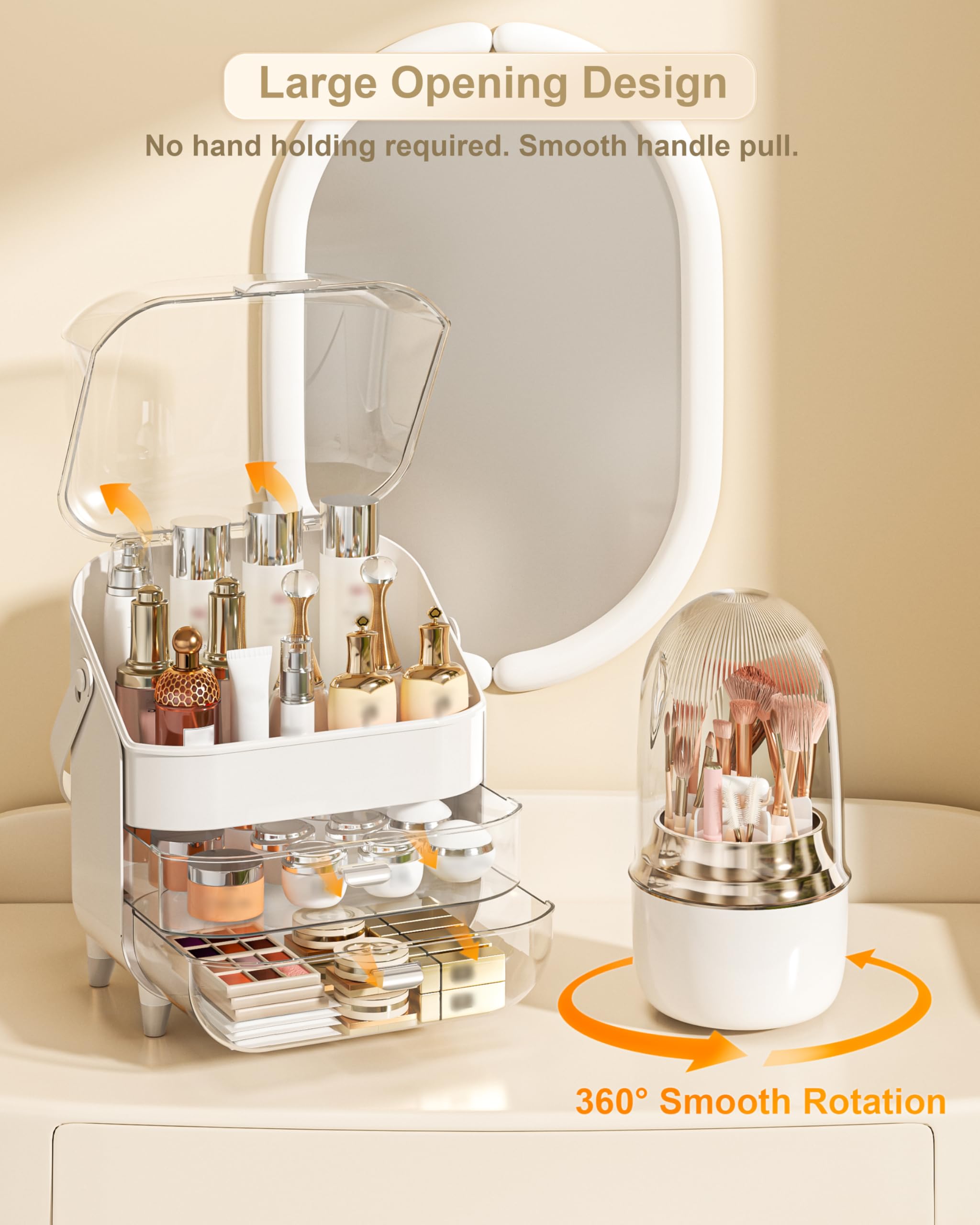 White and Clear Plastic Cosmetic Organizer Set