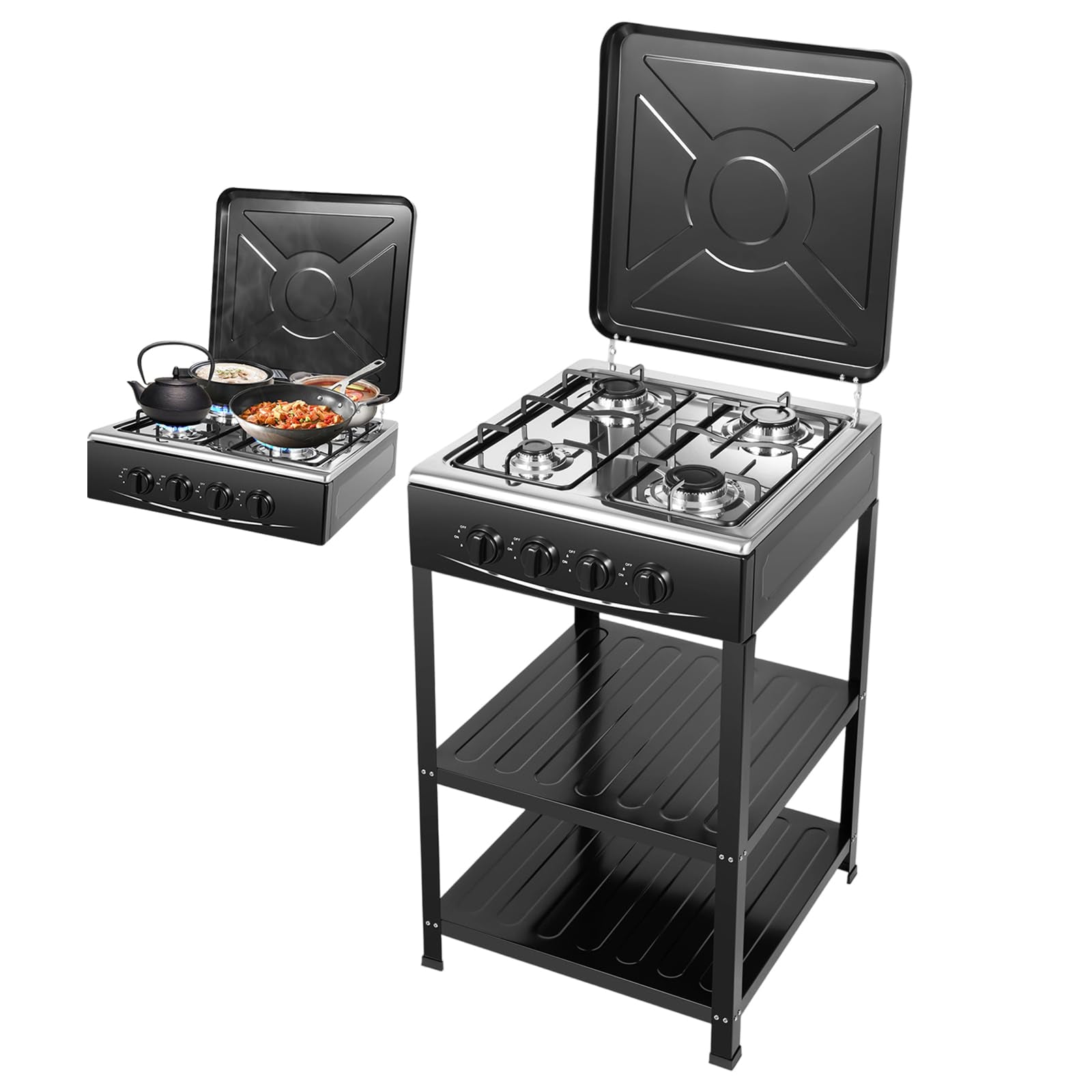 Boko 4 Burner Gas Stove with Shelves