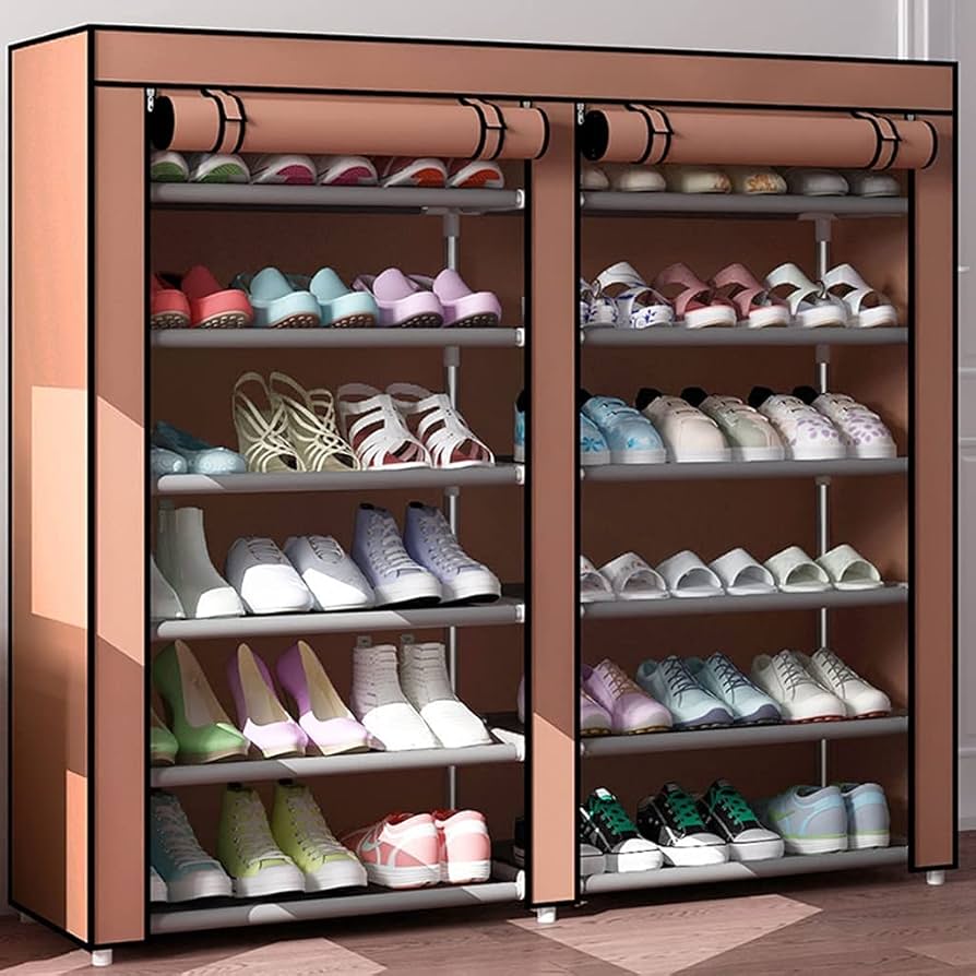 Double Row Fabric Storage Organizer Cabinet