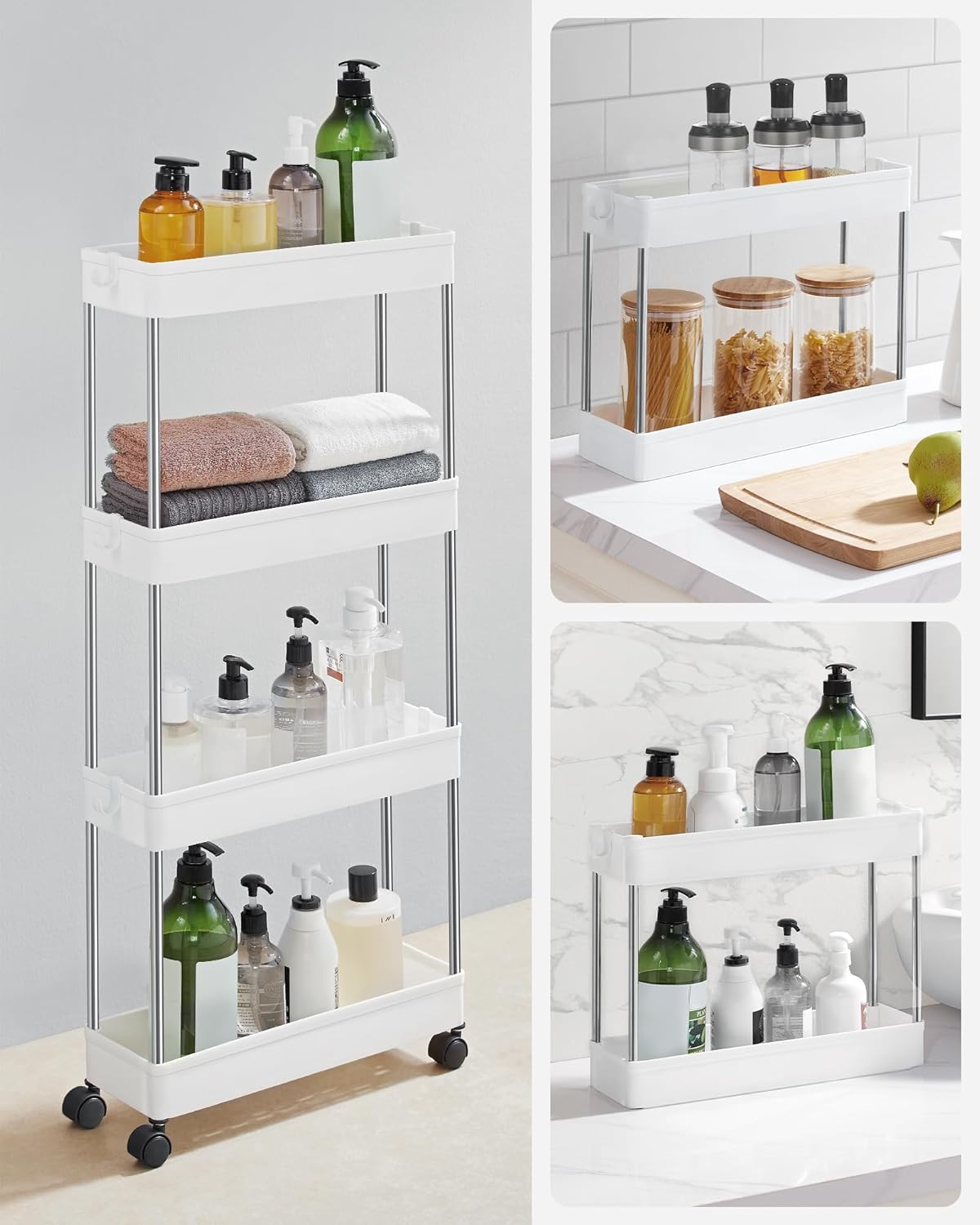 Multifunctional Plastic storage rack 4 Tiers