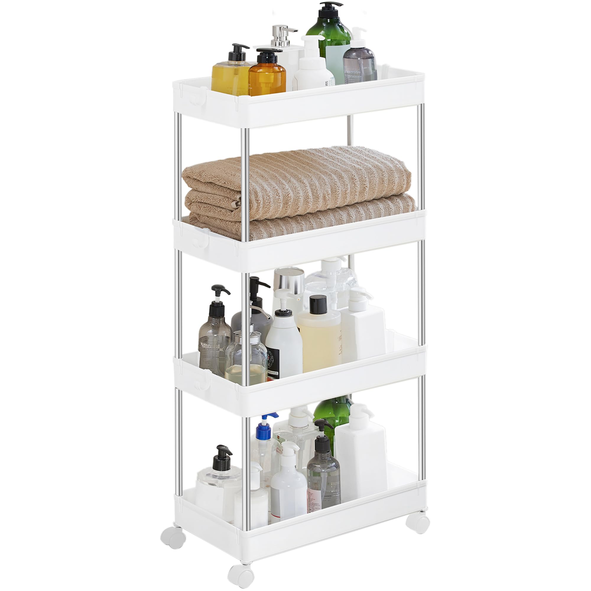 Multifunctional Plastic storage rack 4 Tiers