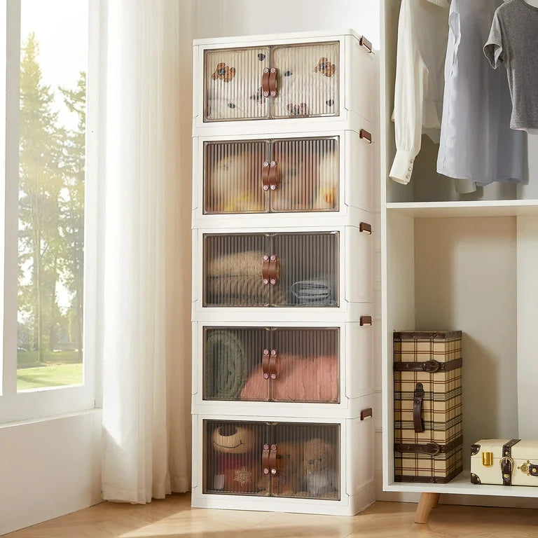 Foldable plastic storage cabinets