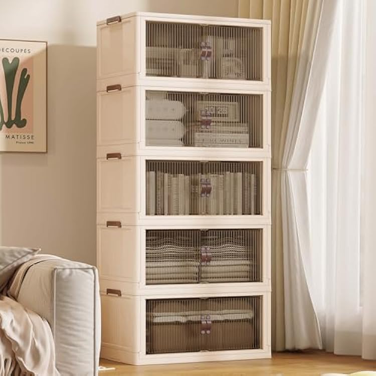 Foldable plastic storage cabinets