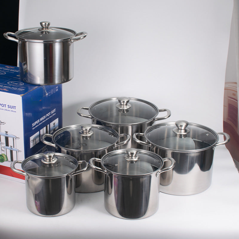 12-piece stainless steel "Super High Pot Suit" cookware set