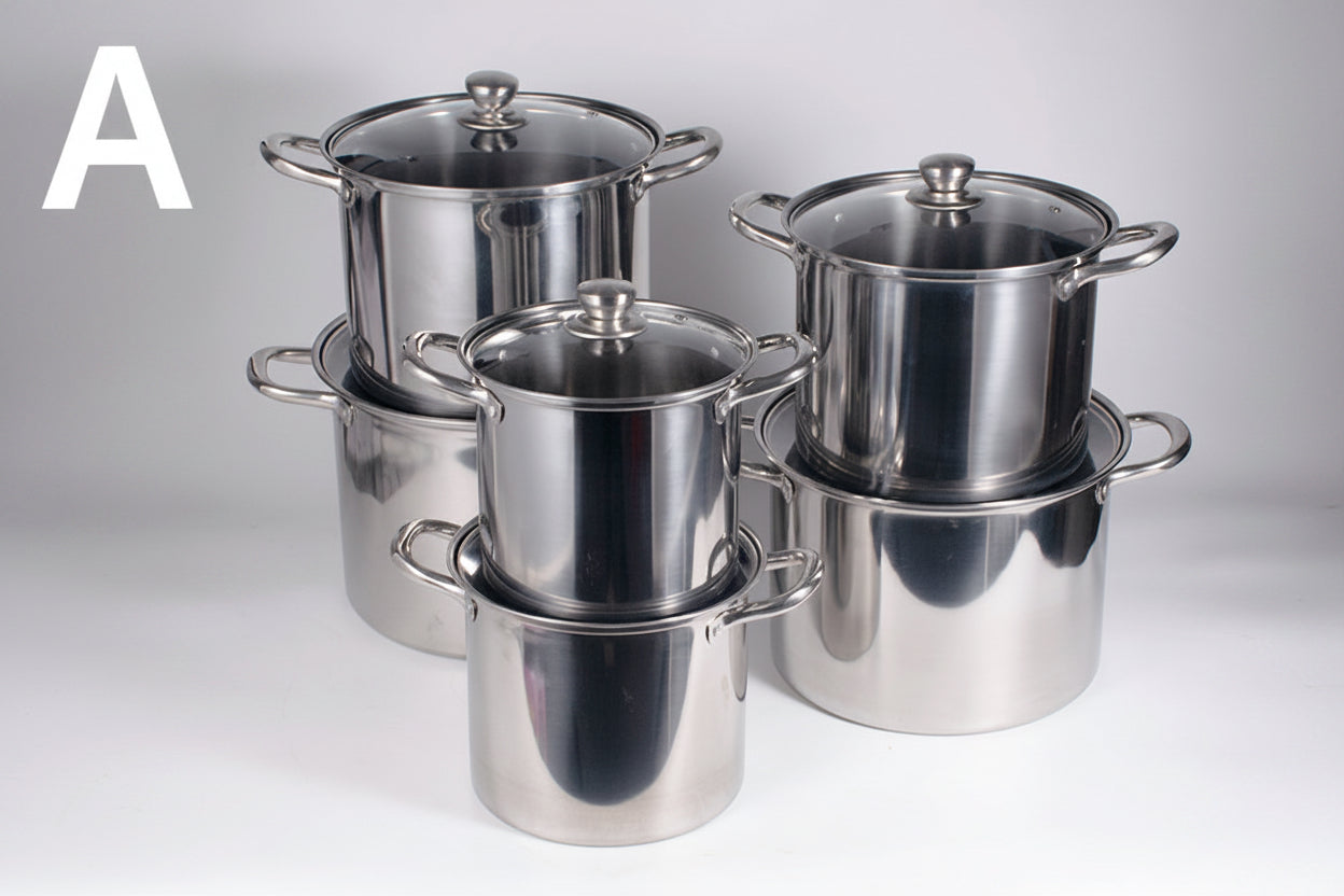 12-piece stainless steel "Super High Pot Suit" cookware set