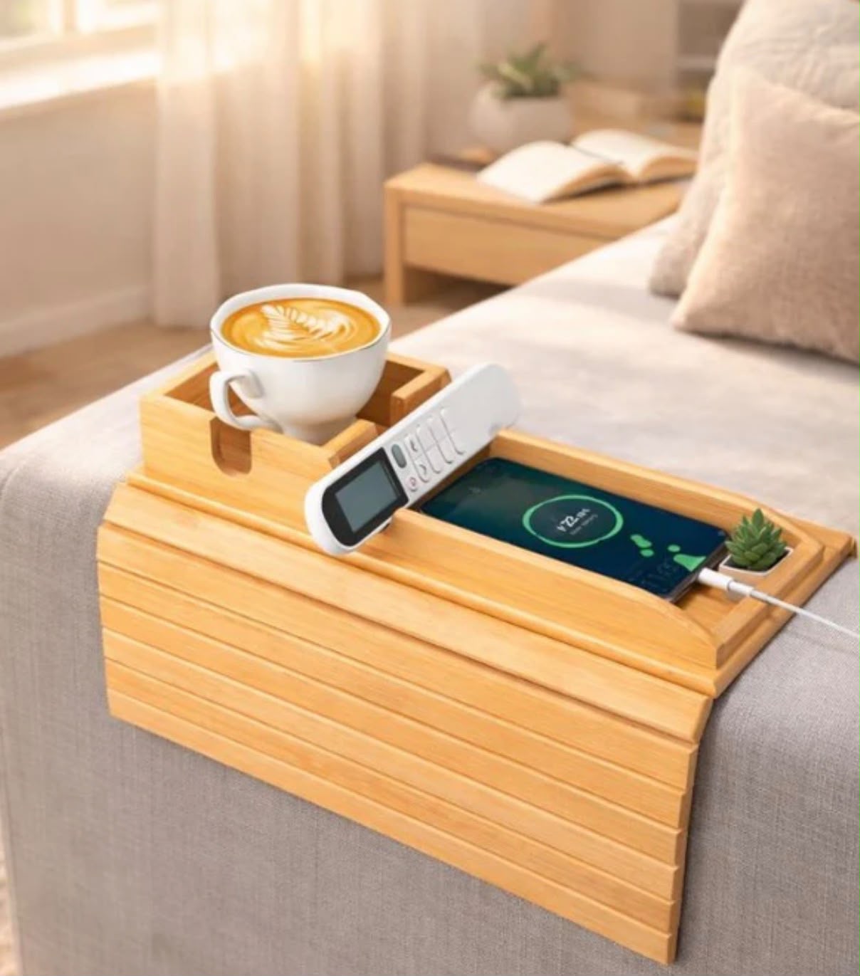 Bamboo Couch Arm Tray