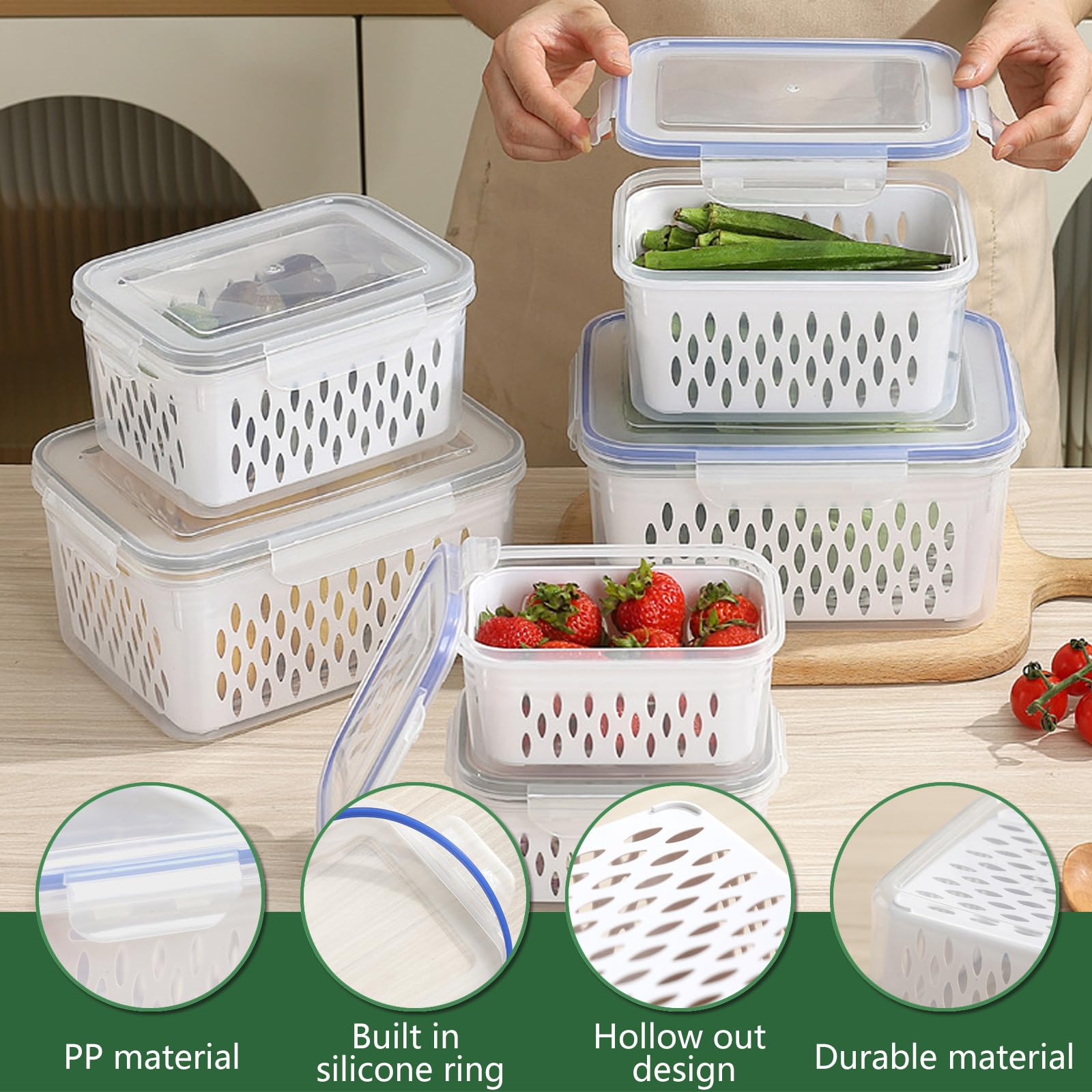 3-Piece Set Of Refrigerator Storage Containers