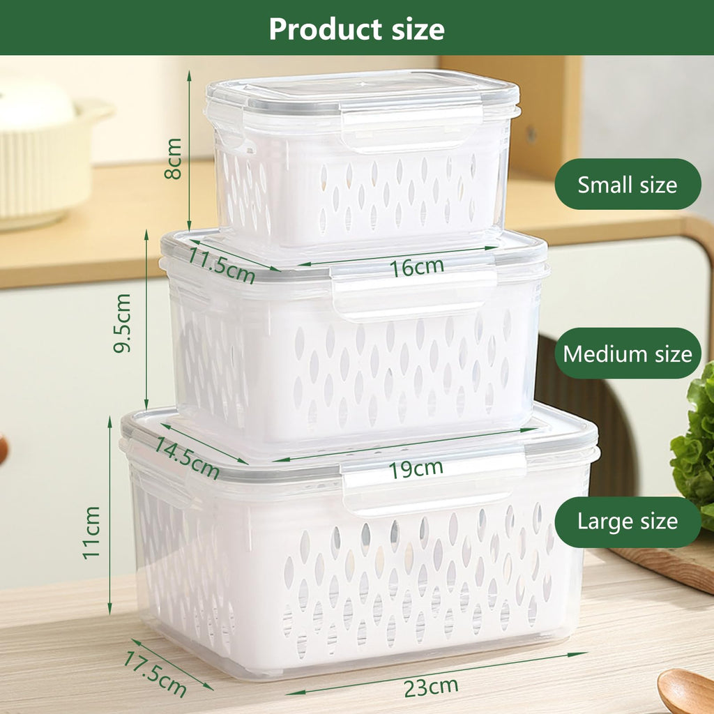3-Piece Set Of Refrigerator Storage Containers