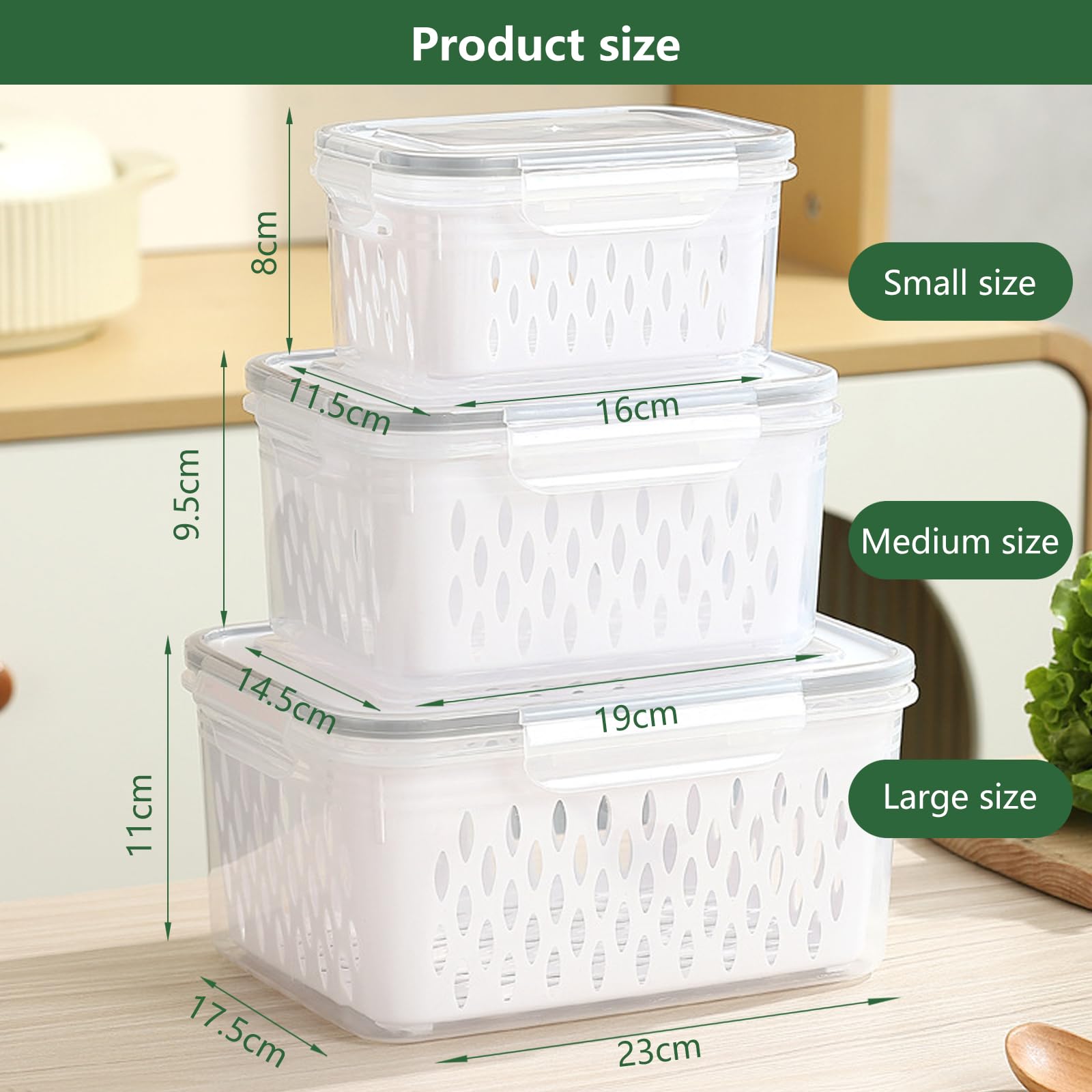 3-Piece Set Of Refrigerator Storage Containers