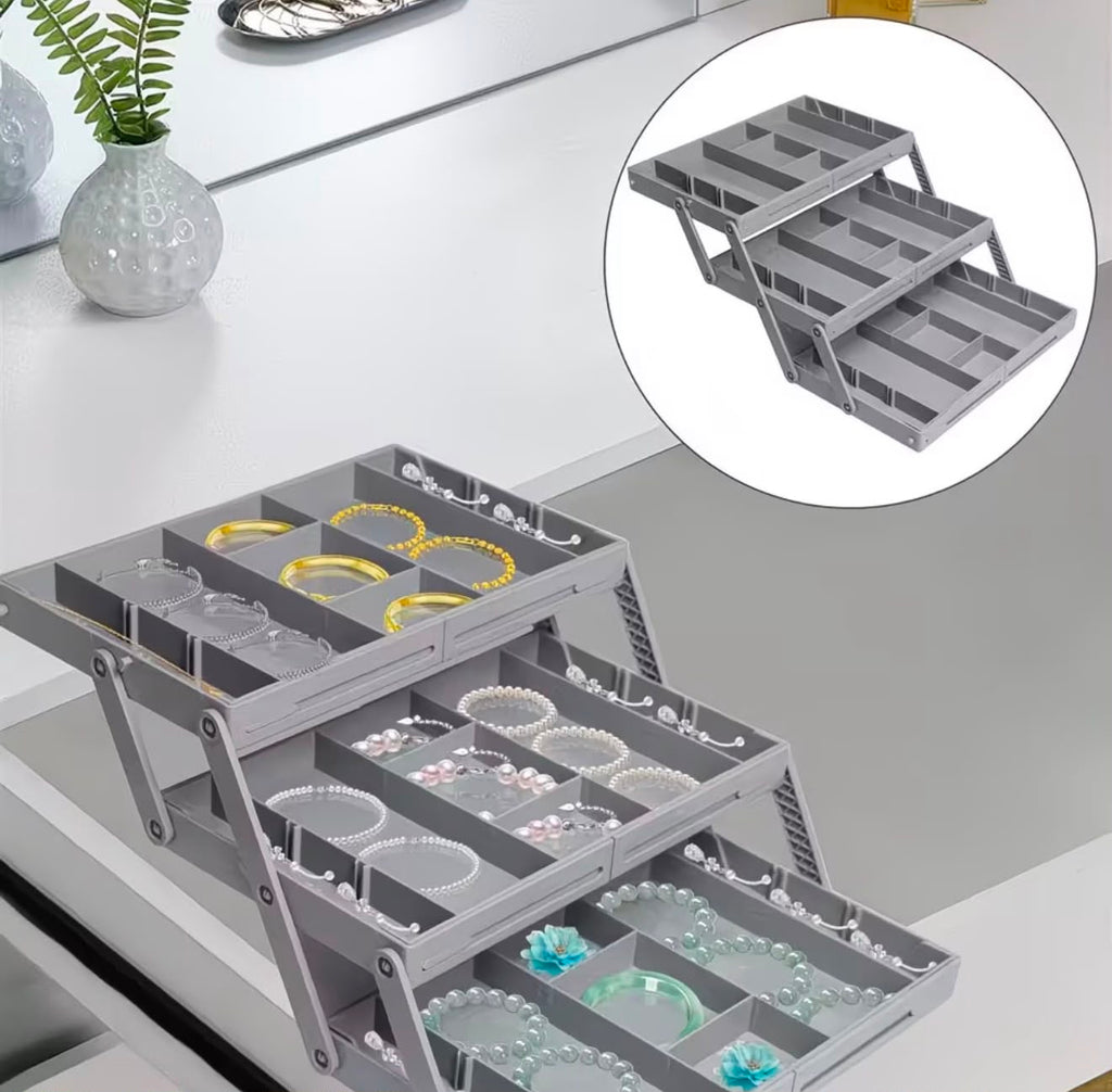 Expandable & Foldable Vanity Organizer Tray 3-Tier