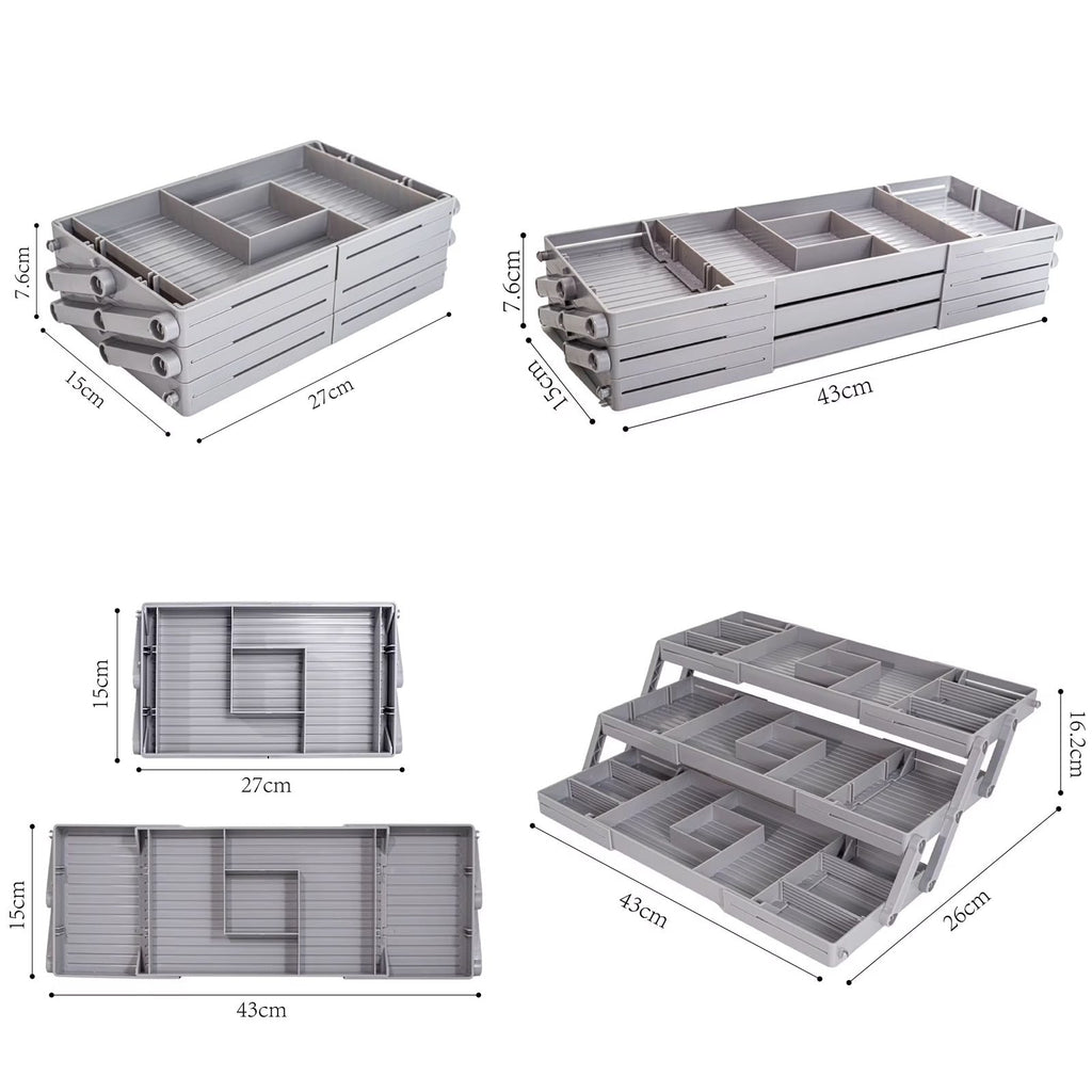 Expandable & Foldable Vanity Organizer Tray 3-Tier
