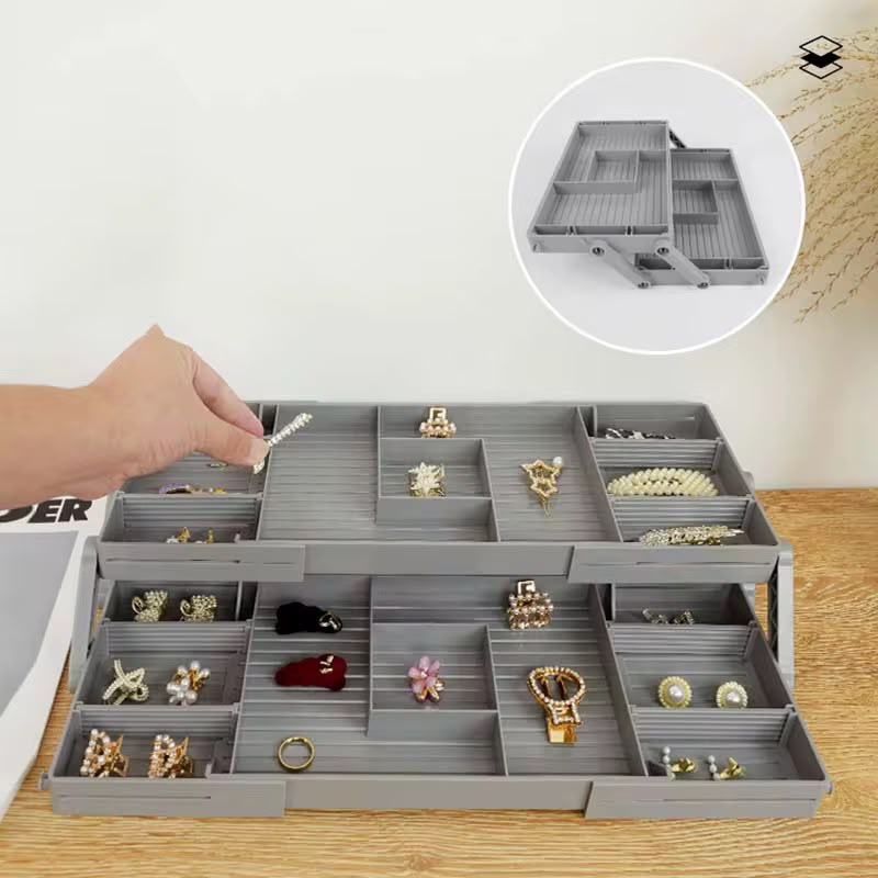 Expandable & Foldable Vanity Organizer Tray 3-Tier