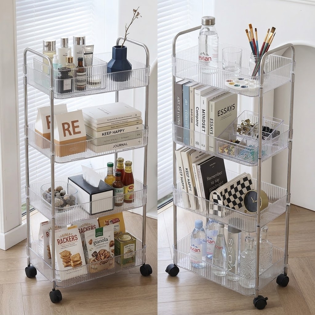 4-Tier Clear Acrylic  Storage Cart